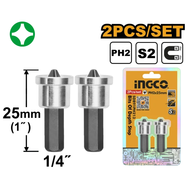 SET DE PUNTAS MAGNETICAS CON TOPE 25MM BLISTER X 2 UND
