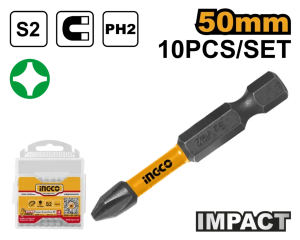 SET DE 10 PUNTAS DE DESTORNILLADOR DE IMPACTO 50MM