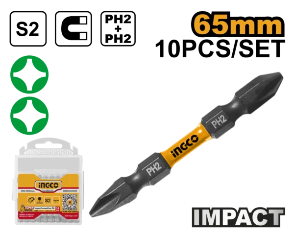 SET DE 10 PUNTAS DE DESTORNILLADOR DE IMPACTO 65MM