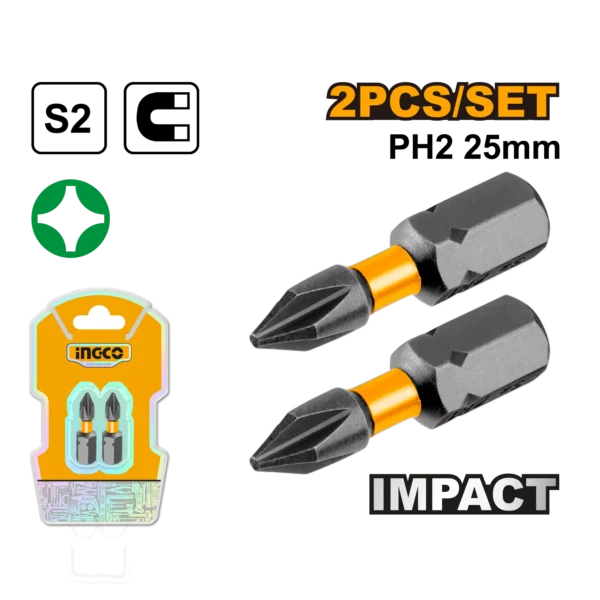 SET DE 2 PUNTAS DE DESTORNILLADOR DE IMPACTO 25MM