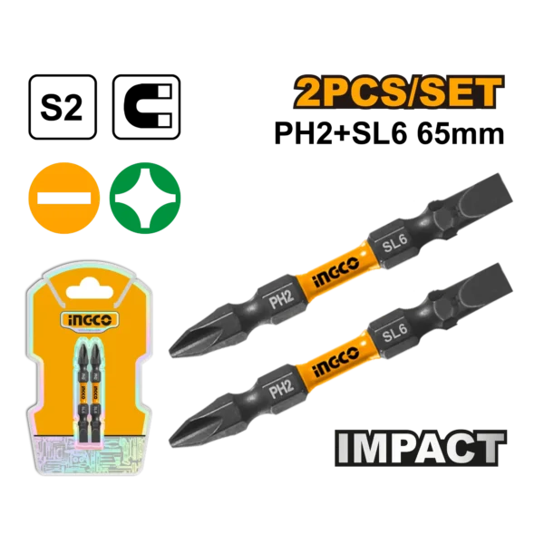 SET DE 2 PUNTAS DE DESTORNILLADOR DE IMPACTO 65MM