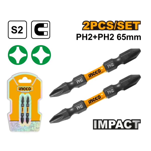 SET DE 2 PUNTAS DE DESTORNILLADOR DE IMPACTO 65MM