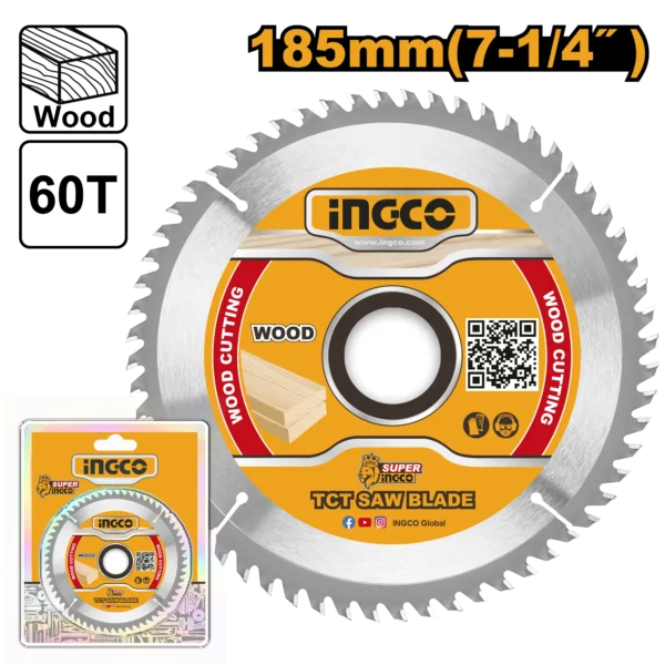 DISCO DE SIERRA TCT 60T 185MM(7-1/4") INGCO