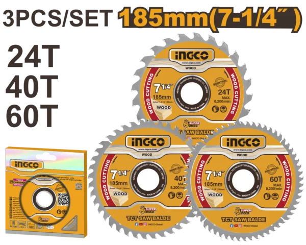 JUEGO DISCOS 3PCS SIERRA 7 1/4" (24T-40T-60T)