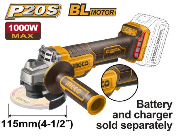 AMOLADORA ANGULAR 4-1/2" BL 20V 8000RPM INGCO