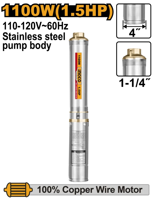 BOMBA DE AGUA SUMERGIBLE 1.5HP INDUSTRIAL