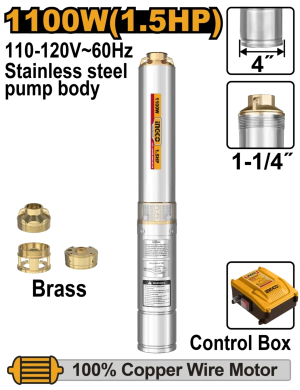 KIT BOMBA DE AGUA SUMERGIBLE 1.5HP INDUSTRIAL