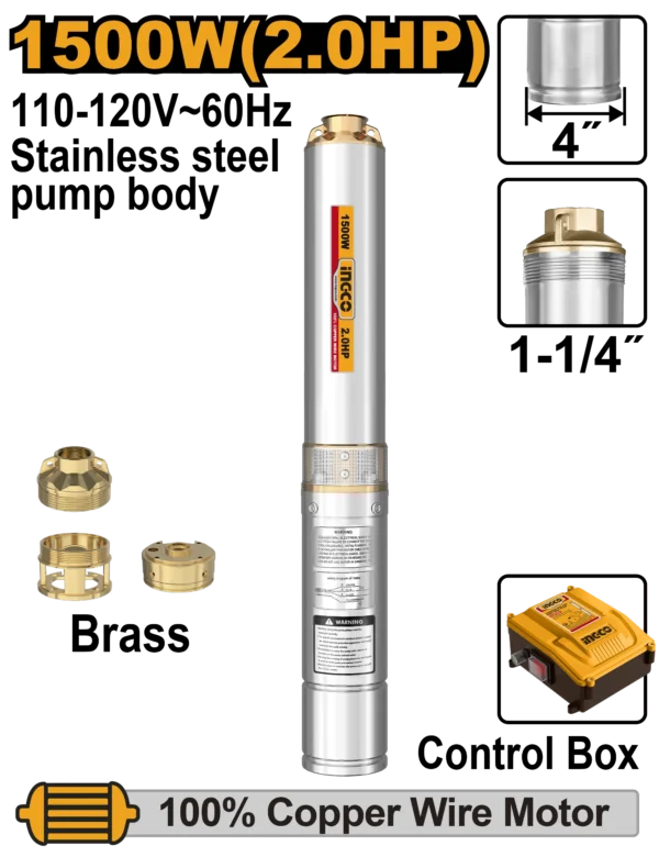 KIT BOMBA DE AGUA SUMERGIBLE 2.0 HP INDUSTRIAL