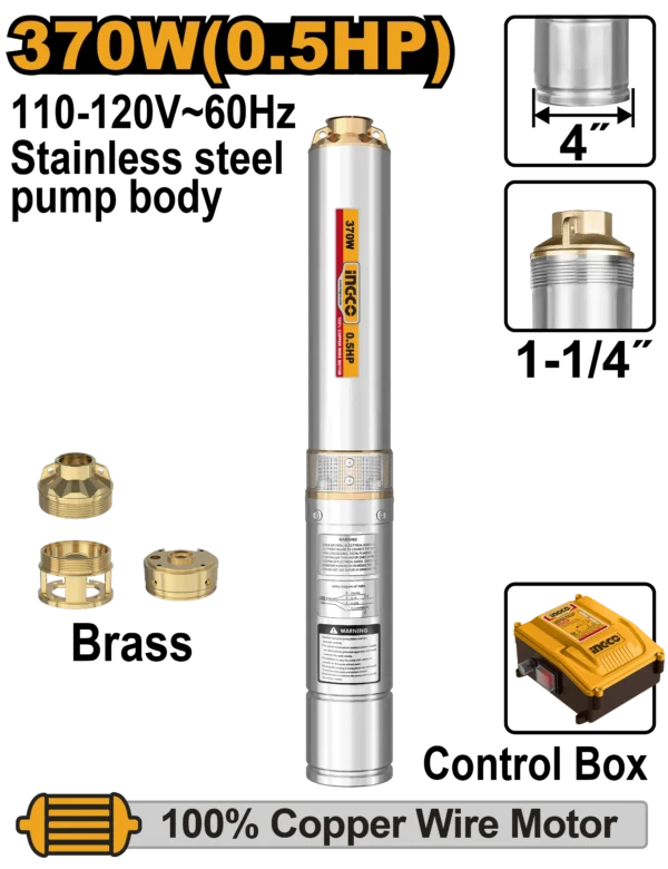 KIT BOMBA DE AGUA SUMERGIBLE 0.50HP INDUSTRIAL