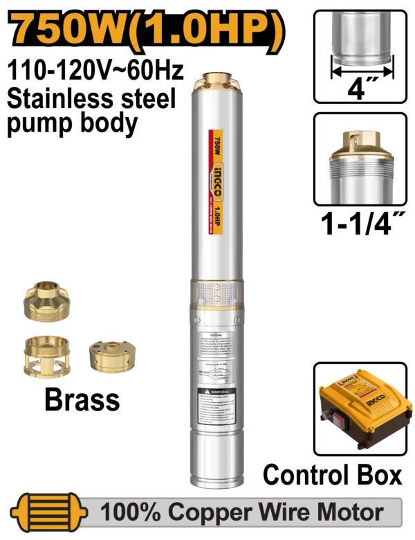 KIT BOMBA DE AGUA SUMERGIBLE 1.0 HP INDUSTRIAL