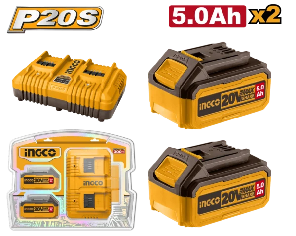 JUEGO DE CARGADOR Y BATERIA DE 2PCS 20V 5.0AH