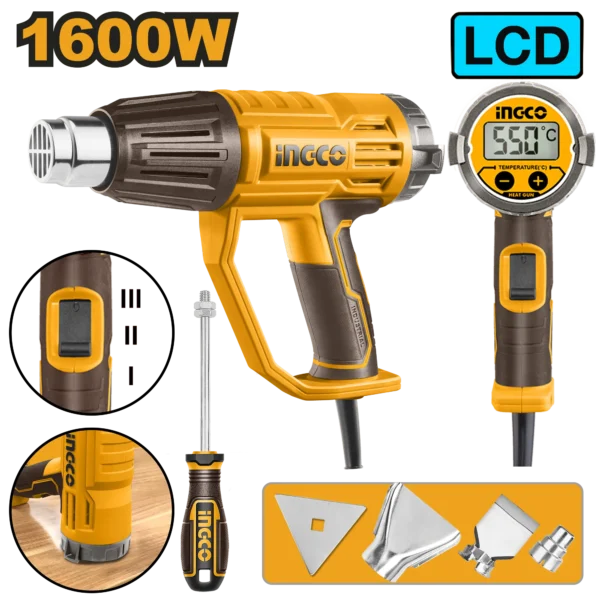 PISTOLA DE CALOR 1600W LCD 50/50-600/50-600°C