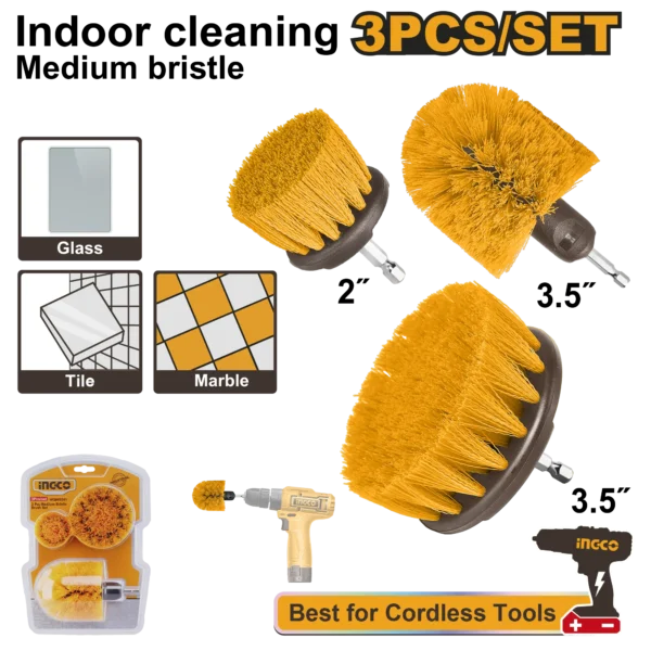 JUEGO DE CEPILLOS CERDAS MEDIANAS 3 PCS