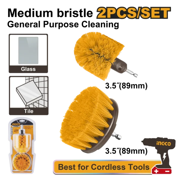 JUEGO DE CEPILLOS CERDAS MEDIANAS 2 PCS 3,5""