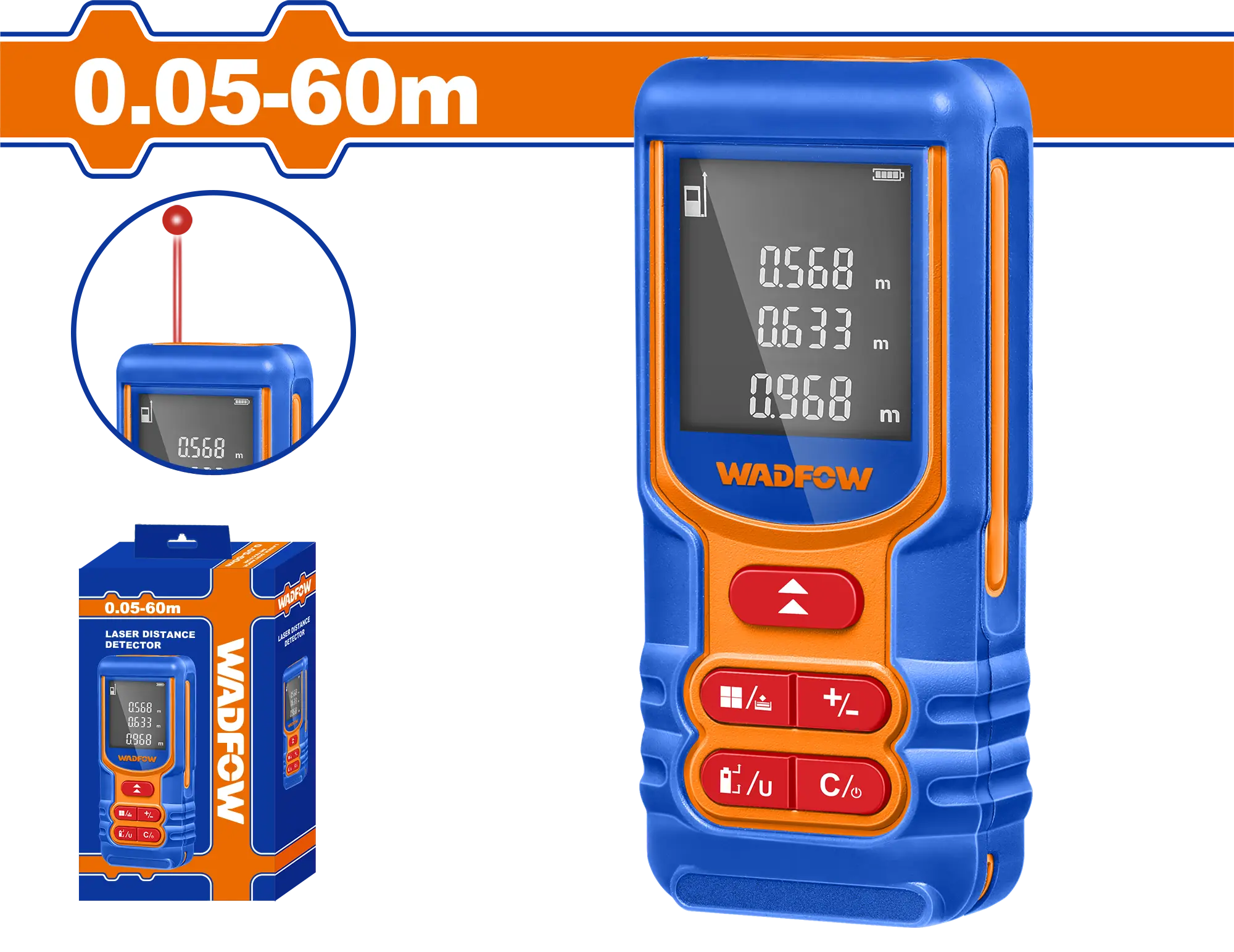 MEDIDOR DE DISTANCIA LASER 60M INDUSTRIAL WADFOW