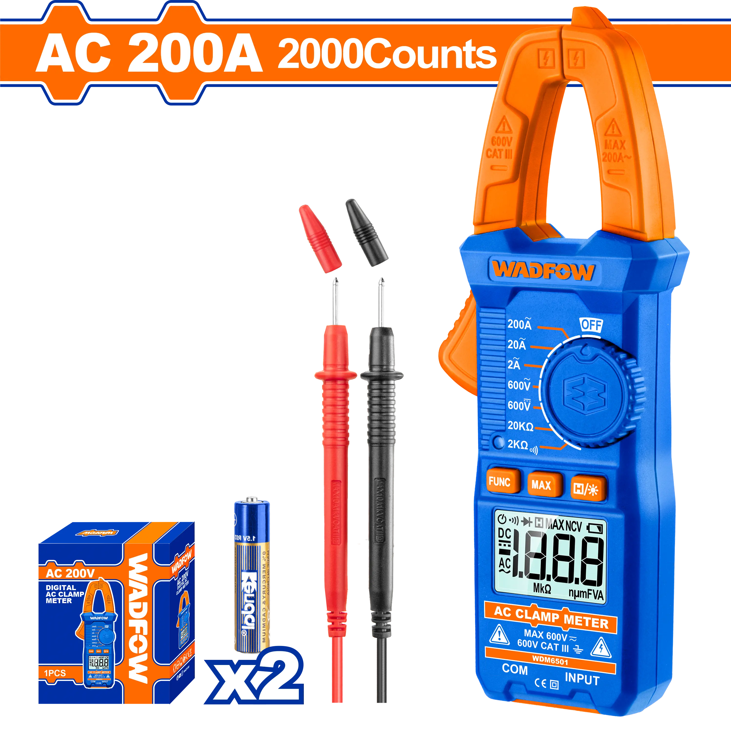 PINZA AMPERIMÉTRICA DIGITAL 2000 CUENTAS WADFOW