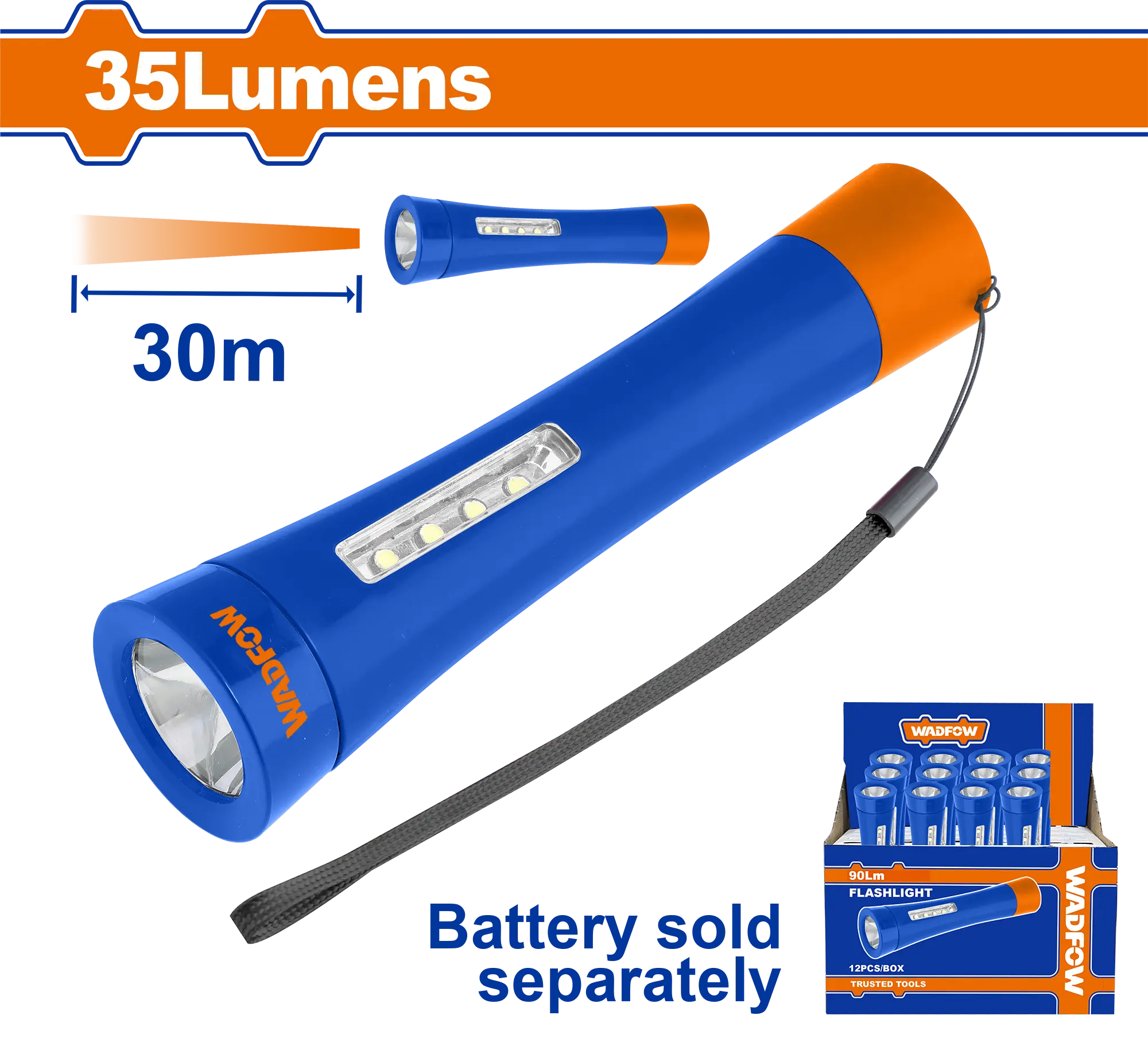 LINTERNA D/MANO 35LUM/DIST30M LARGA WADFOW