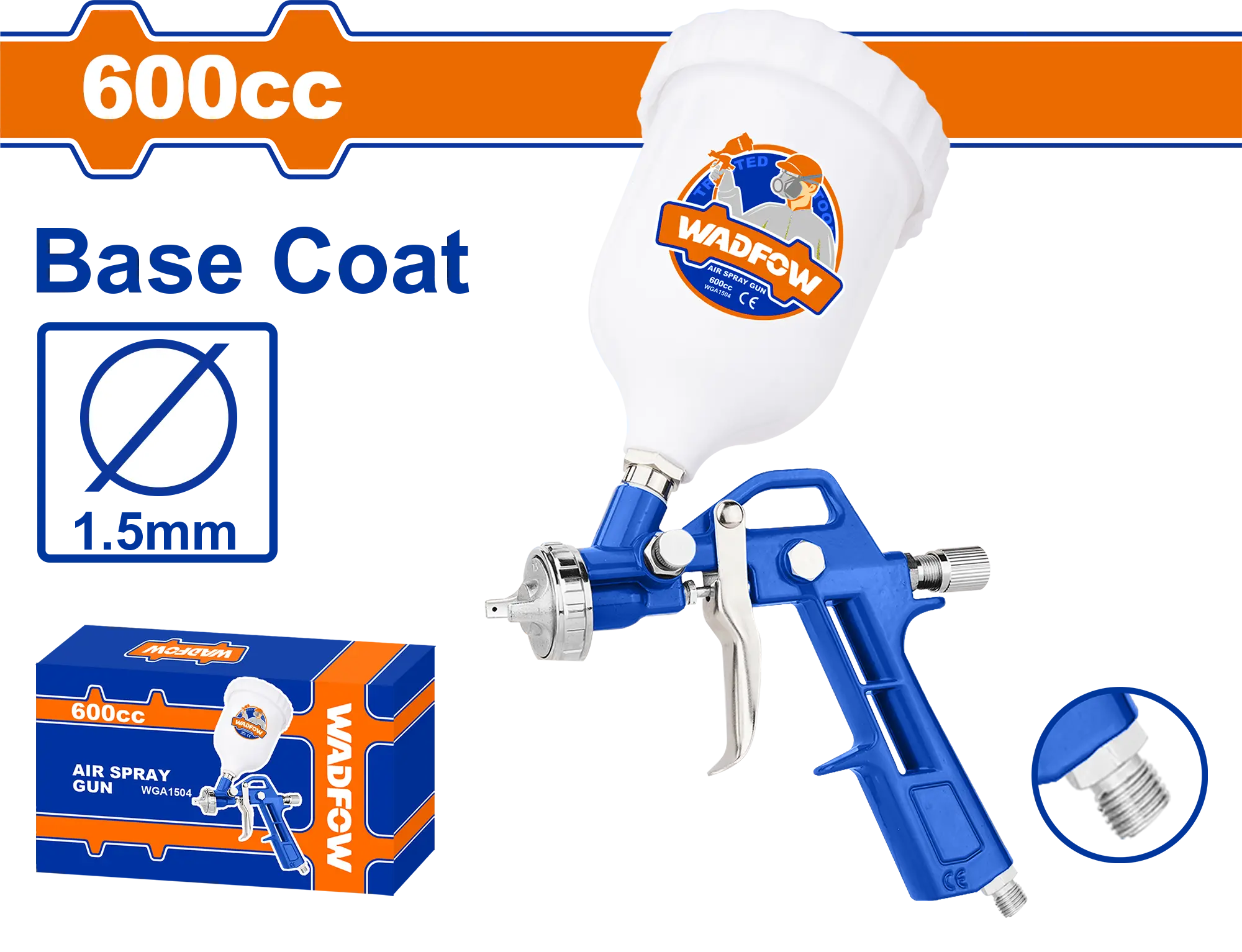 SOPLETE DE PINTURA 600CC 1,5MM VASO PLASTICO WADFOW.