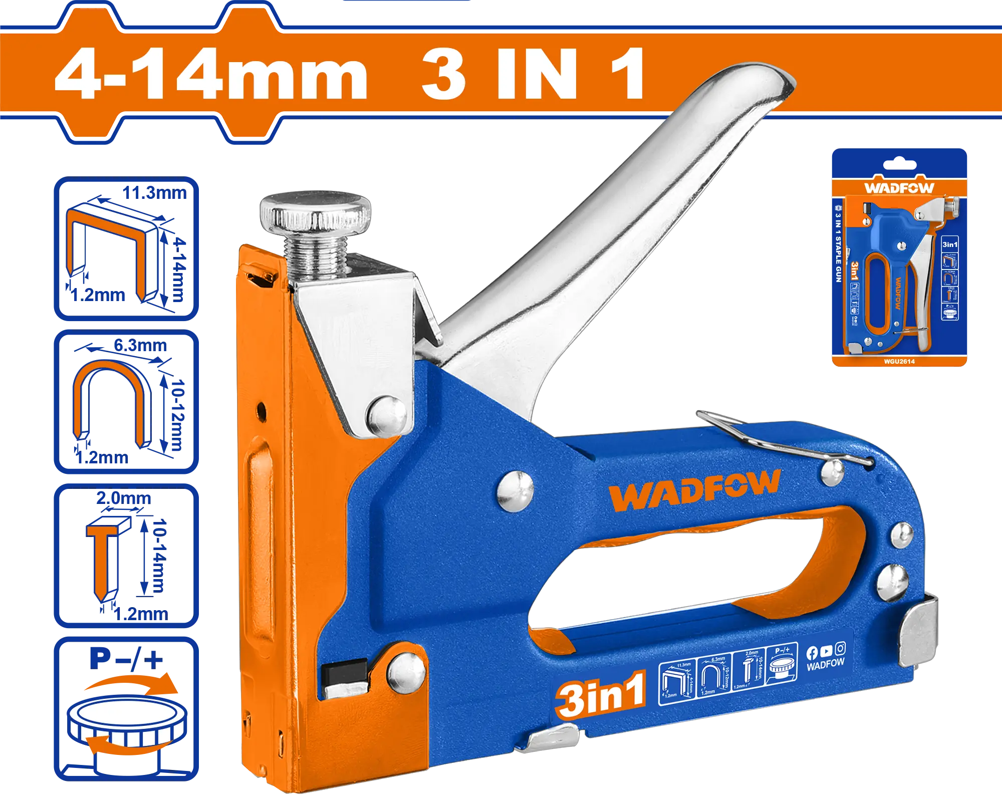 GRAPADORA 4-14MM/10-12 CLAVOS 3 EN 1 WADFOW