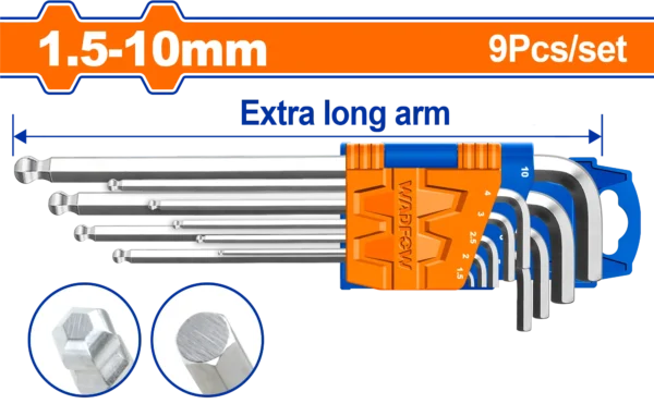 JUEGO LLAVE HEXAGONAL PUNTO DE BOLA (L) 9PCS
