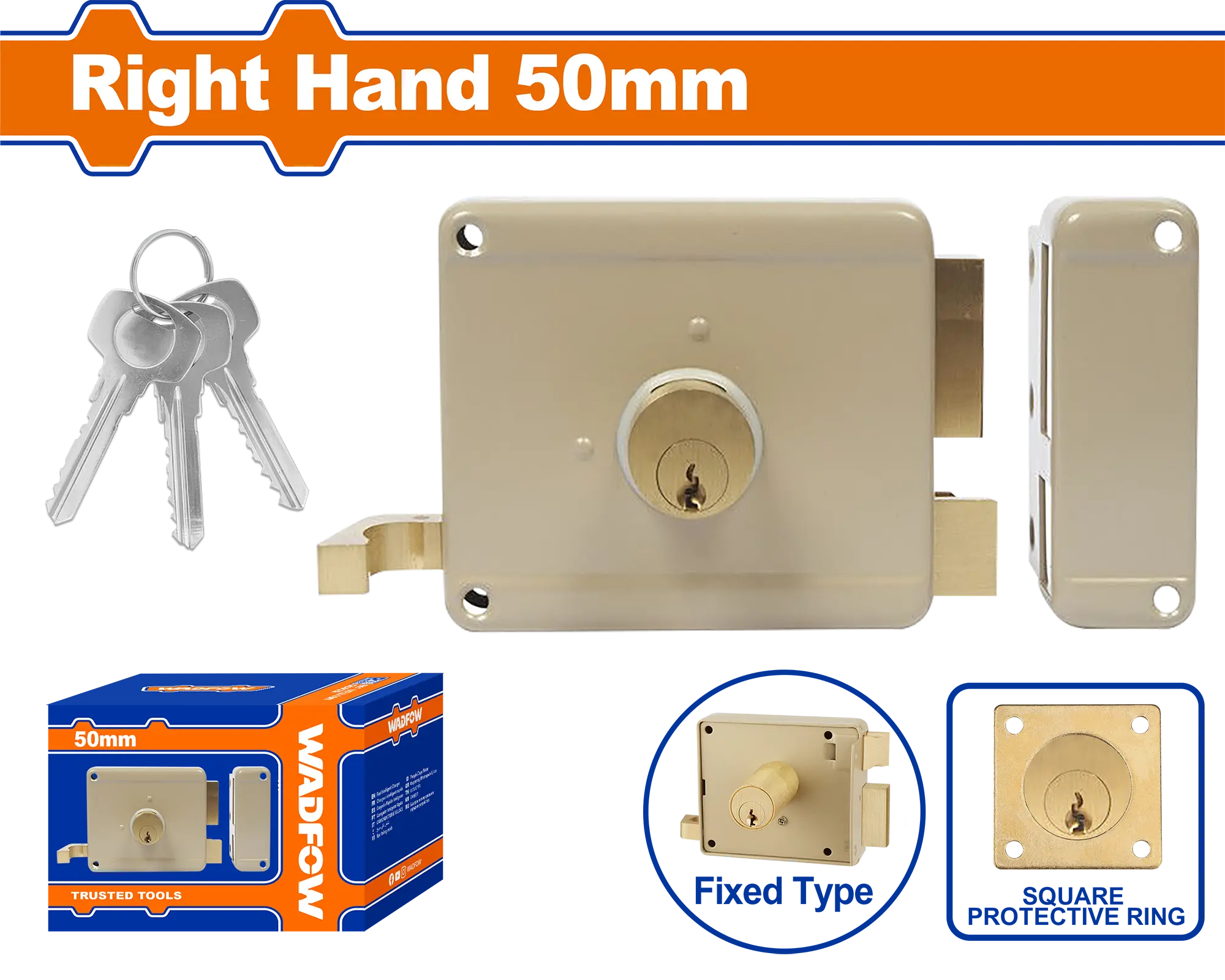 CERRADURA DE SOBREPONER DERECHA 50MM WADFOW