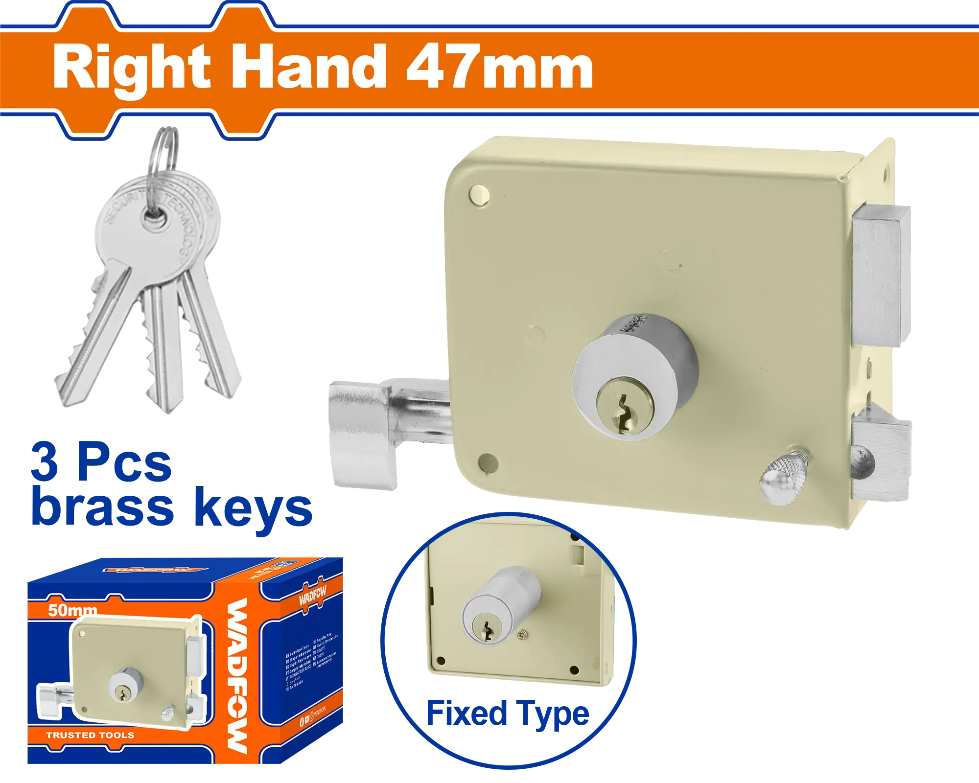 CERRADURA DE SOBREPONER DERECHA 47MM WADFOW
