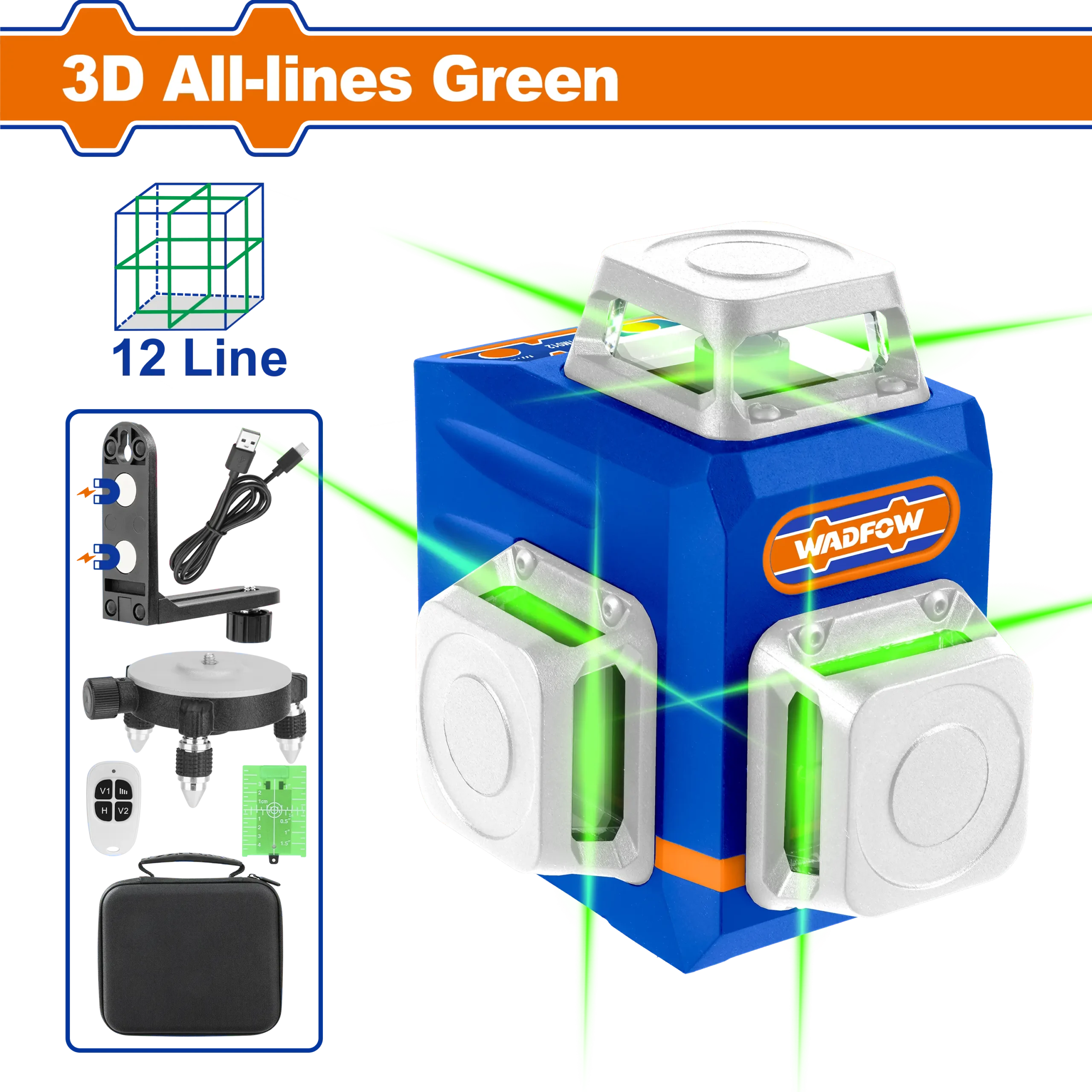 NIVEL DE LASER AUTONIVELANTE (VERDE) 3D WADFOW