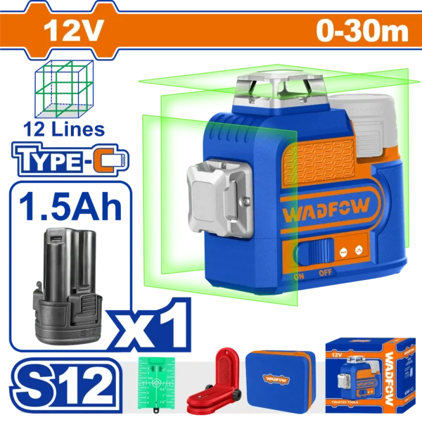 LASER DE LINEA AUTONIVELANTE LUZ VERDE 2 LINEAS 3D 12V