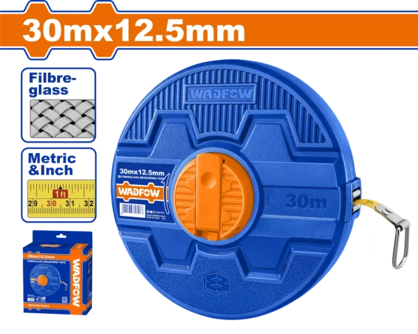 CINTA METRICA 30MX12.5MM FIBRA DE VIDRIO WADFOW