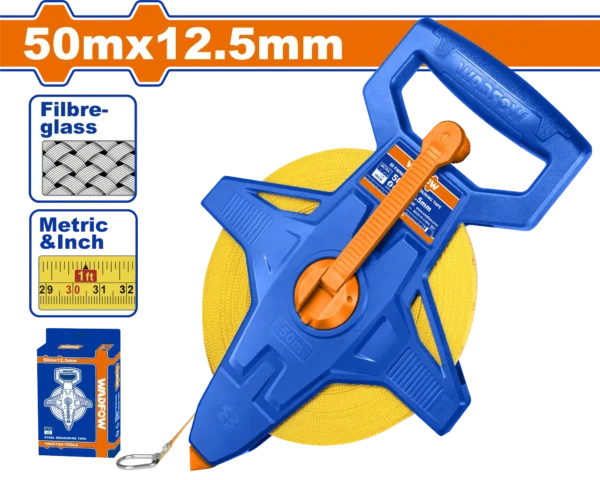 CINTA MÉTRICA DE FIBRA DE VIDRIO REFORZADA 50M X 12,5MM WADFOW
