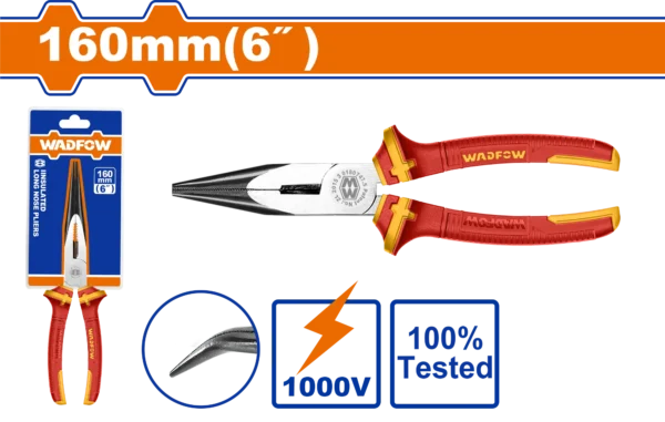 PINZA PUNTA CURVA AISLADO ELECTRICISTA 6""1000V