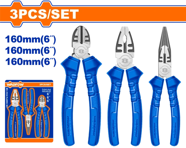 JUEGO DE 3 ALICATES AZUL 6"
