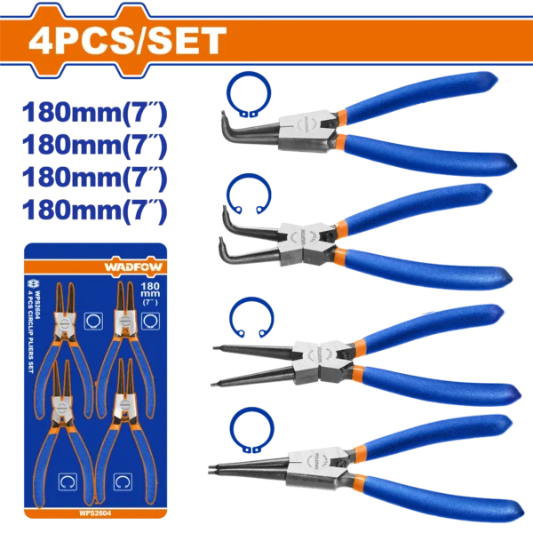 PINZAS SET CIRCLIP 4PCS P/SEGUROS 7"