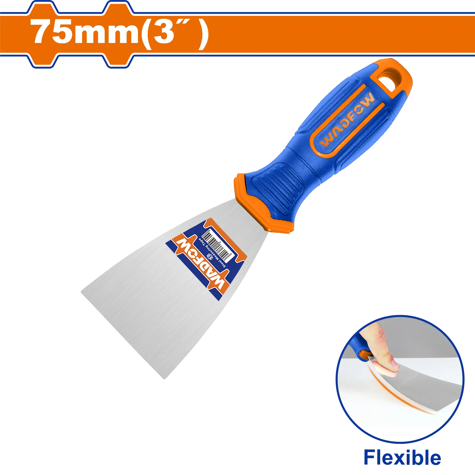 ESPATULA ACERO INOXIDABLE MANGO PLAS,BICOLOR 3"X75MM