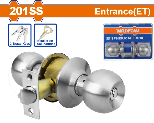 CERRADURA DE POMO DE PUERTA ACERO INOXIDABLE NIQUEL SATINADO