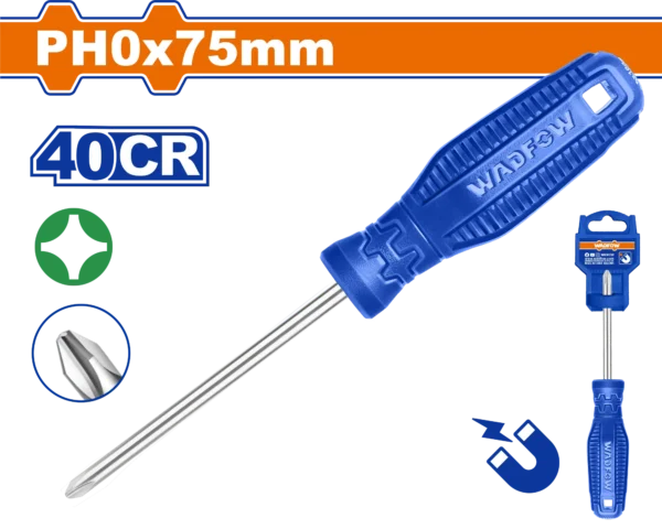 DESTORNILLADOR ESTRELLA 1/8" X 3" AZUL BLISTER PH0