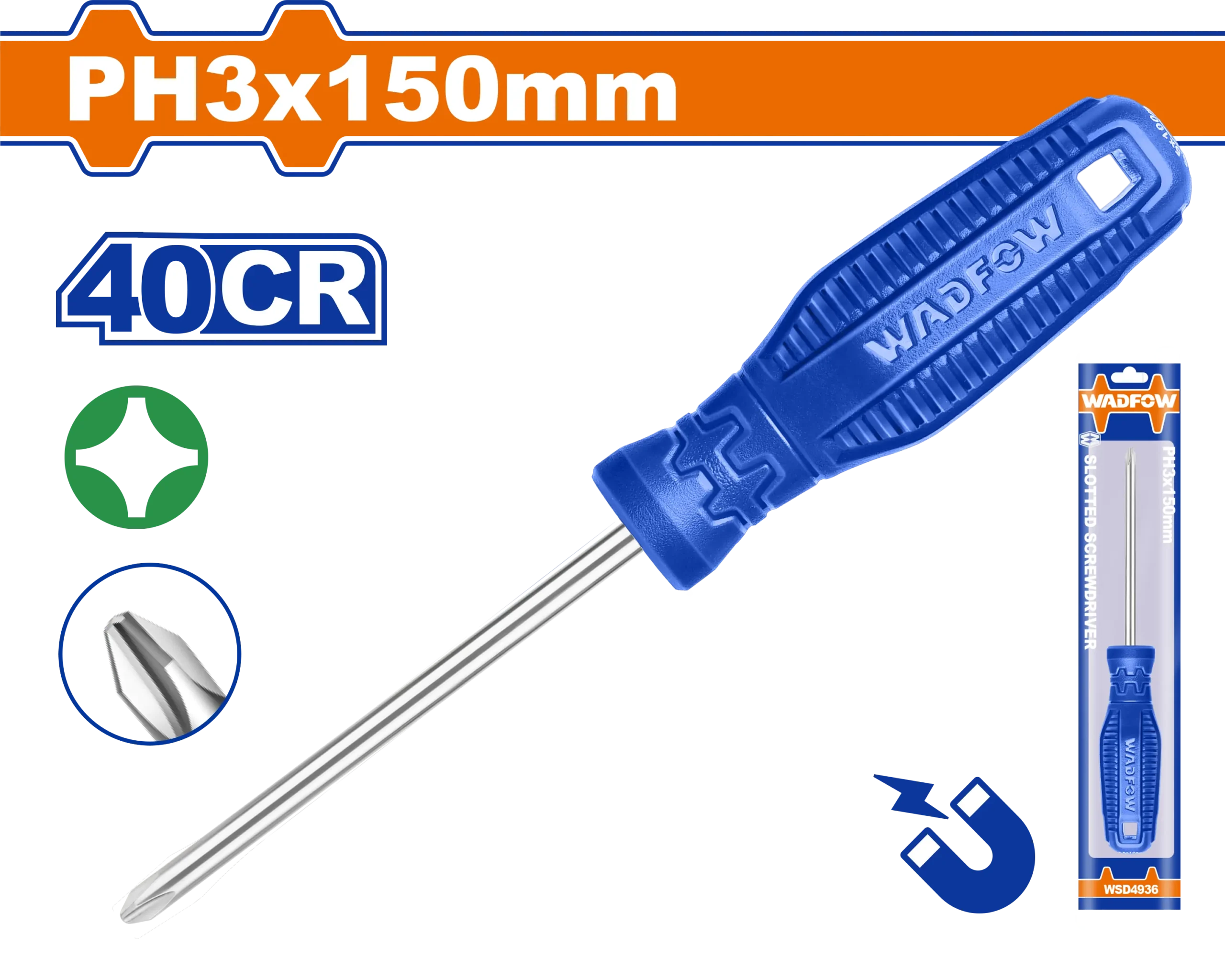 DESTORNILLADOR ESTRELLA 5/16""X 8" AZUL FUNDA PH3