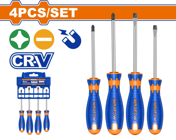 JUEGO DE DESTORNILLADORES DE 4 PIEZAS 1/4" X 4 ,3" BLIS BICOLOR