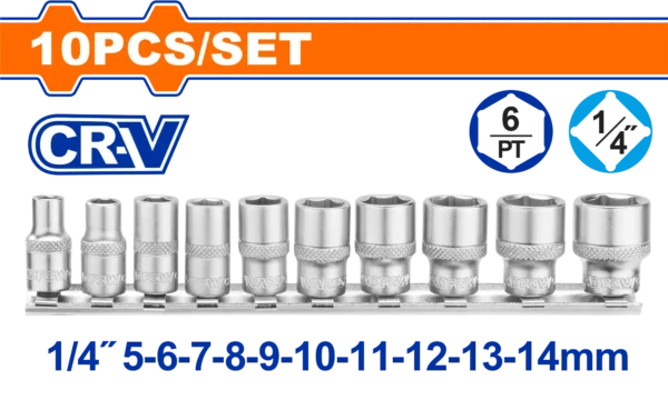 JUEGO DE DADOS 10PCS 1/4"