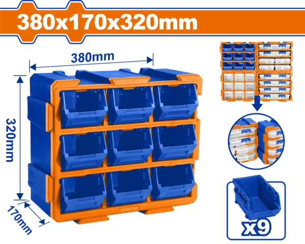 ORGANIZADOR MODULAR 380X170X320MM CON GAVETAS