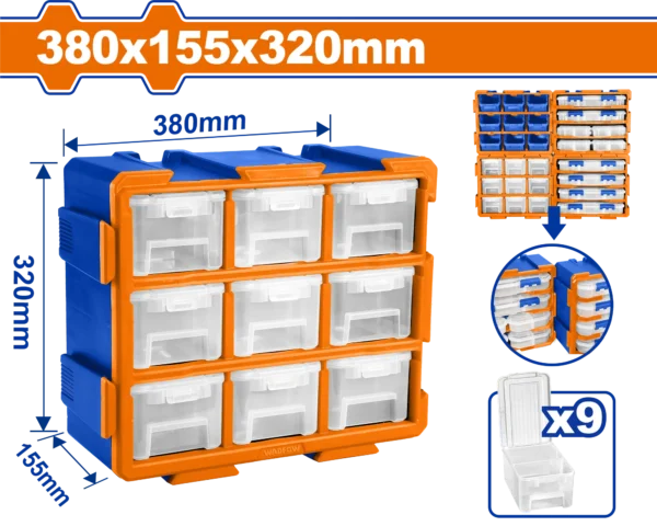 ORGANIZADOR MODULAR TRANSPARENTE 380X155X320MM CON GAVETAS