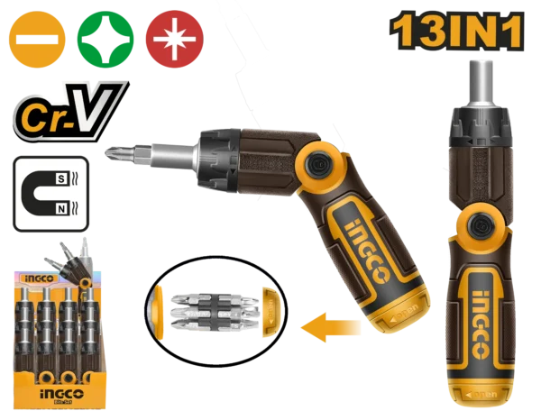 SET DESTORNILLADOR 13 PCS TIPO RACHET