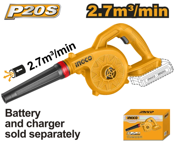 SOPLADOR INALAMBRICO 20V 18000 RPM 2,7M3/MIN