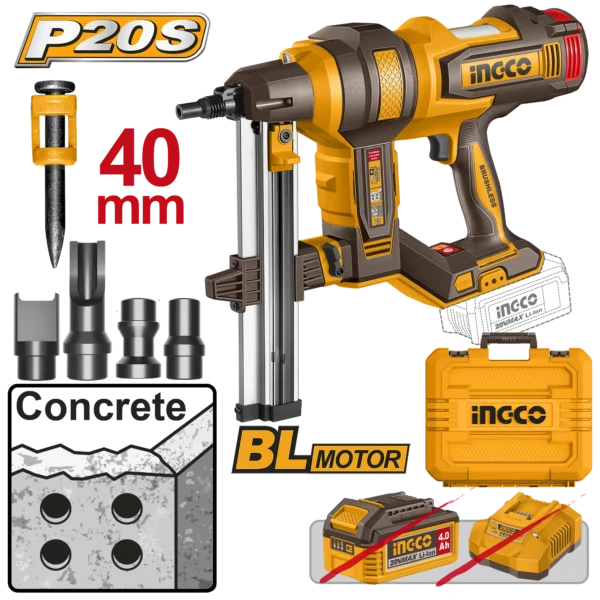 CLAVADORA INALAMBRICA DE IONES DE LITIO PARA HORMIGON 19-40MM 20V
