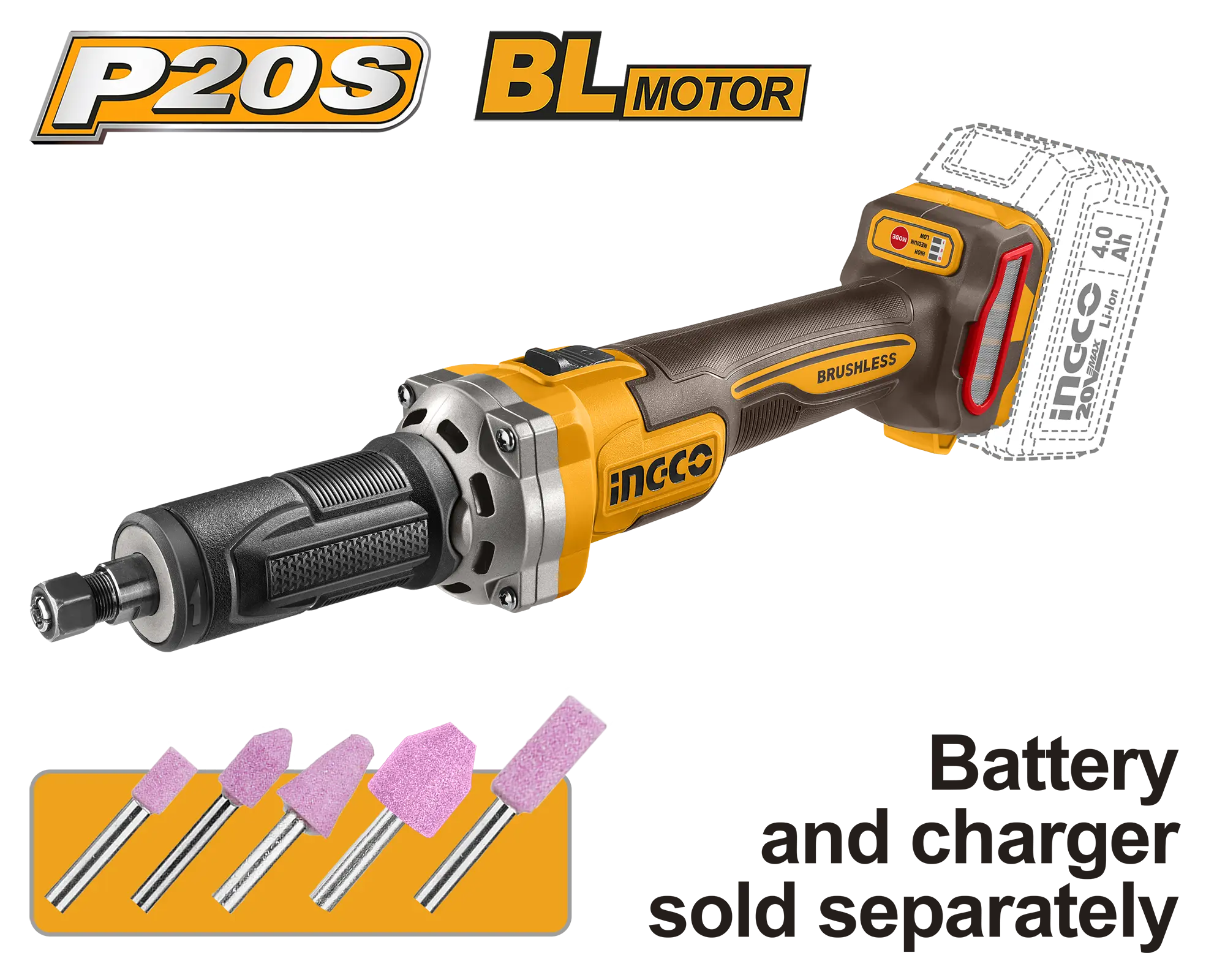 RECTIFICADOR INALAMBRICO 6MM/1/4" 30000RPM INGCO
