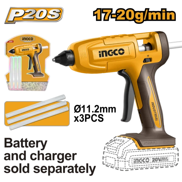 PISTOLA DE SILICON INALAMBRICA 20V 17-20G/MIN