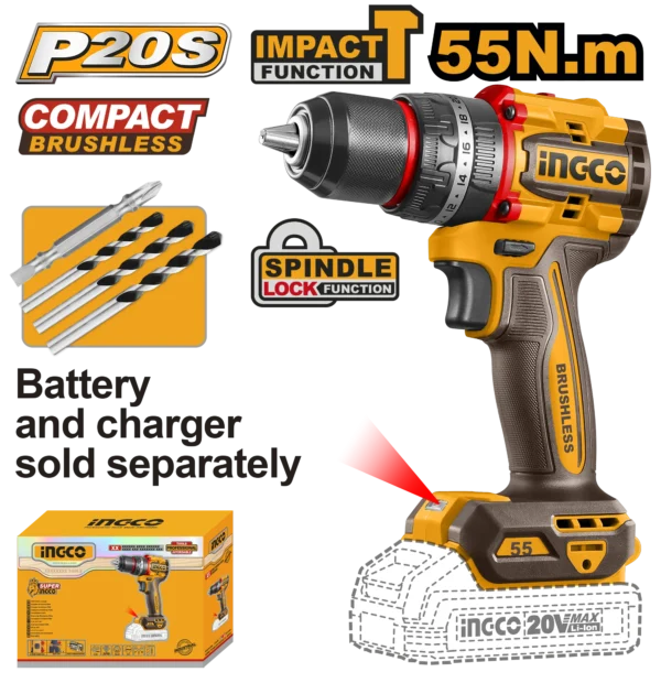 TALADRO DE IMPACTO 1/2" BL 20V 55N.M