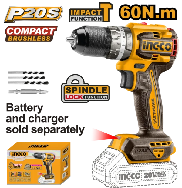 TALADRO DE IMPACTO 1/2"" BL 20V 60N.M