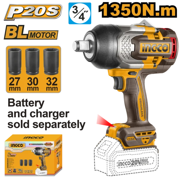 LLAVE DE IMPACTO INALAMBRICA 3/4" BL 20V 1350N.M