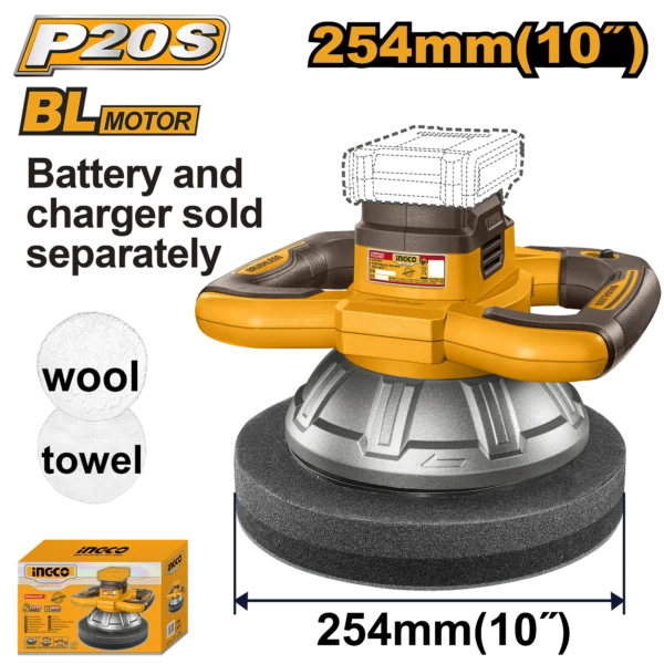 PULIDORA INALAMBRICA ORBITAL 254MM BL 20V 2500RPM